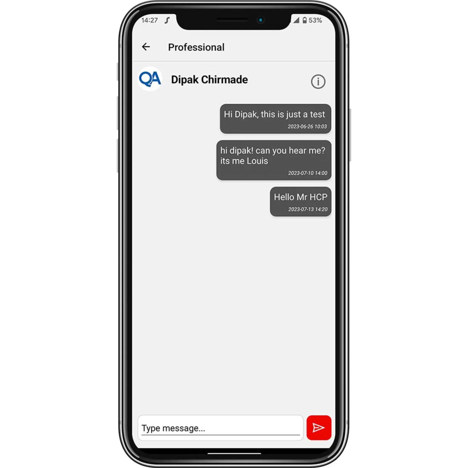 Signia TeleCare app chat iPhone frame